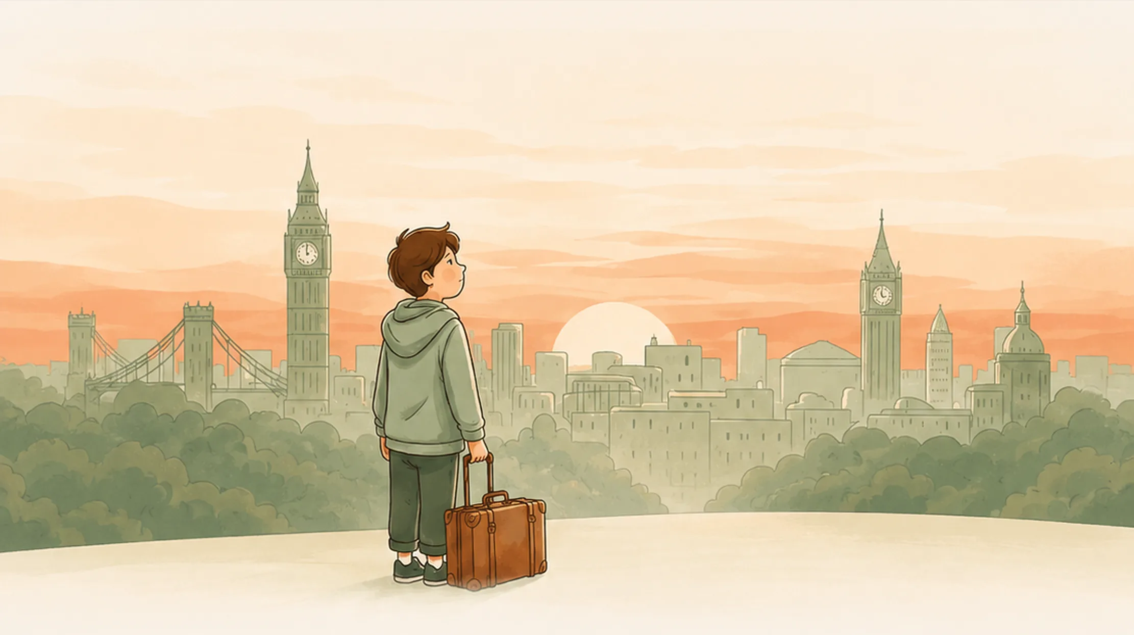 A newcomer to London looking at Big Ben and the city skyline
